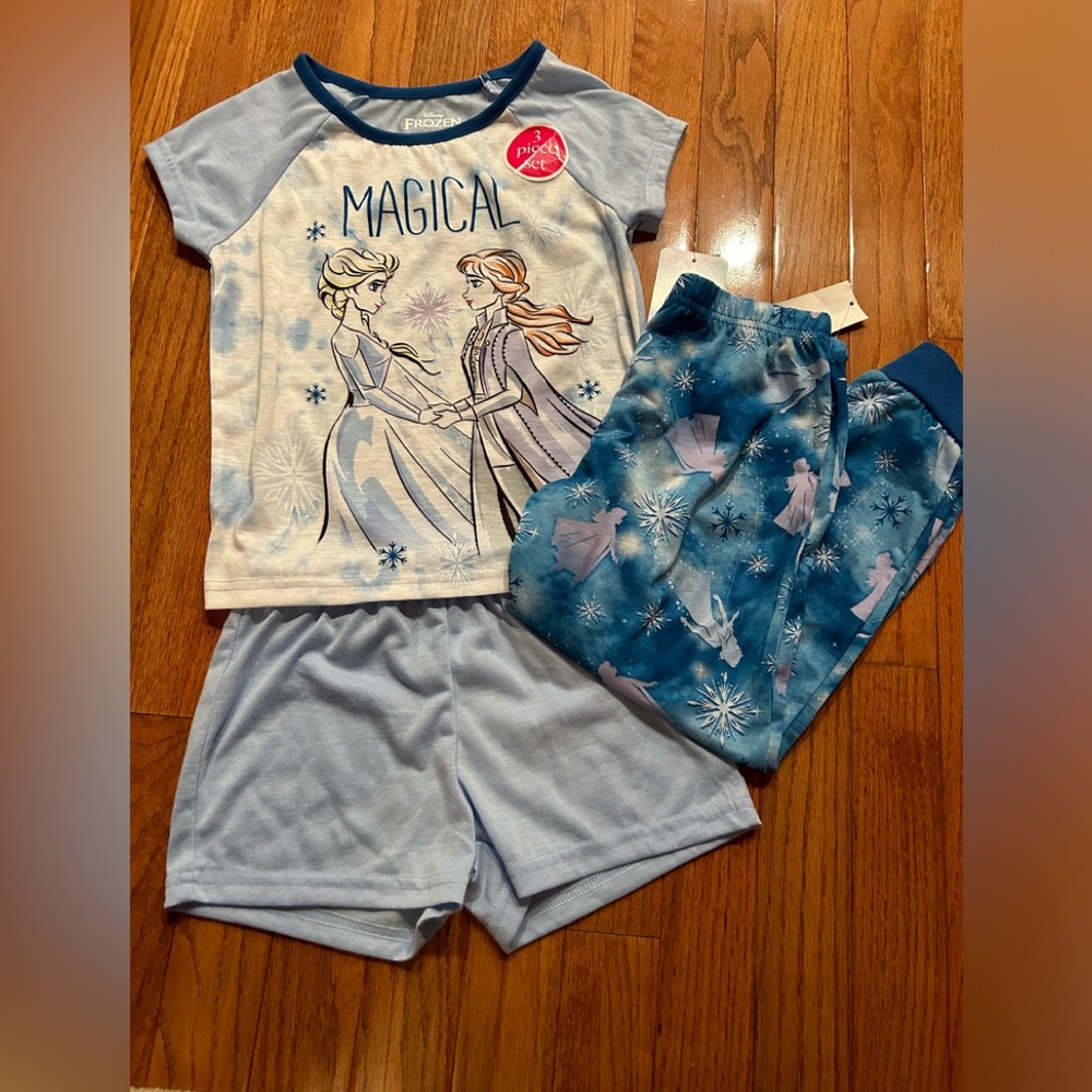 Disney Frozen Girls 3-piece Pajama Set, Size 6, NWT
